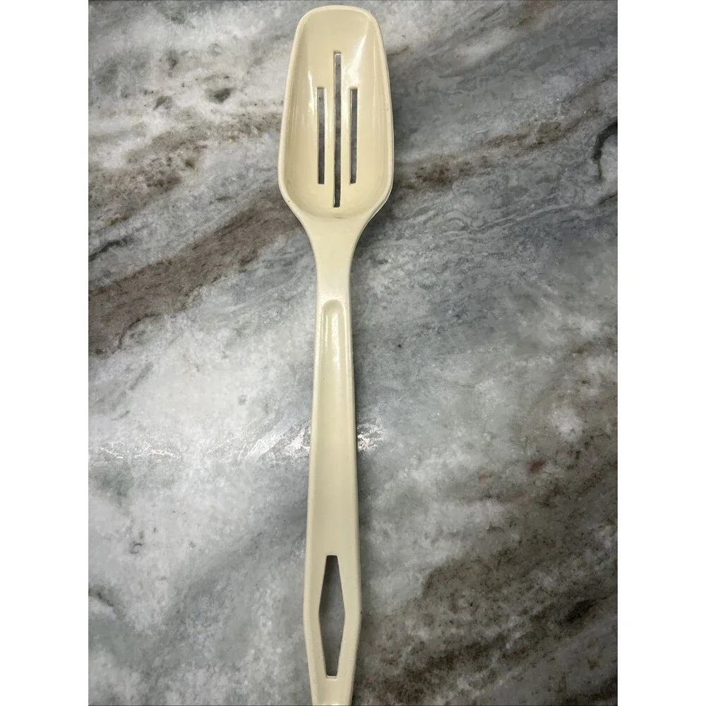 Vintage Beige King Kraft Slotted Serving Spoon Great Cond